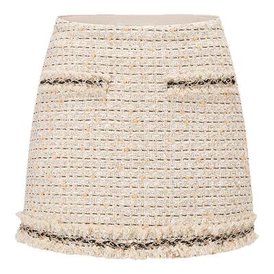 SHRO ENRO Perfect distance 女士拉毛金银丝粗花呢短裙 301469