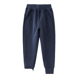 罗蒙小学生藏青色校园服裤子束脚男童女深藏蓝加绒冬季儿童运动裤