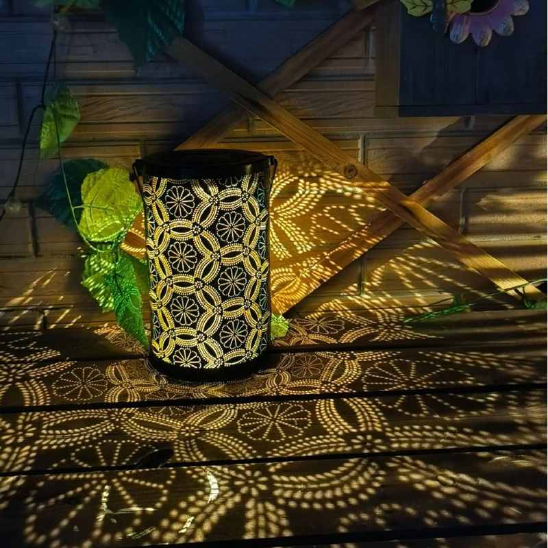 外贸热款铁艺太阳能户外草坪灯创意装饰灯灯几何花园别墅花纹氛围