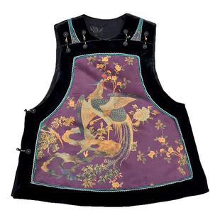 拉贝碧 新中式国风凤栖梧中国风香云纱60m 金丝绒桑蚕丝拼接马甲