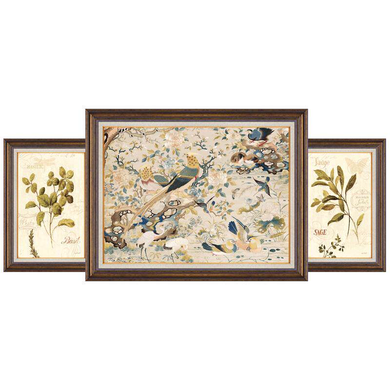 客厅装饰画美式三联复古欧式高级艺术正品油画肌理沙发背景墙挂画