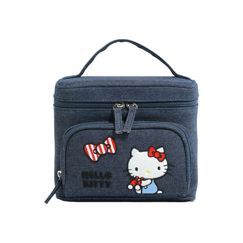 HelloKitty正版授权牛仔重工刺绣化妆包可爱大容量手提收纳化妆箱