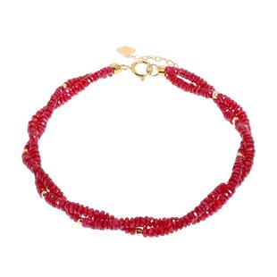 若华珠宝缠绵=鸽血红宝石手链女18K金彩宝手串彩金手饰礼物定制