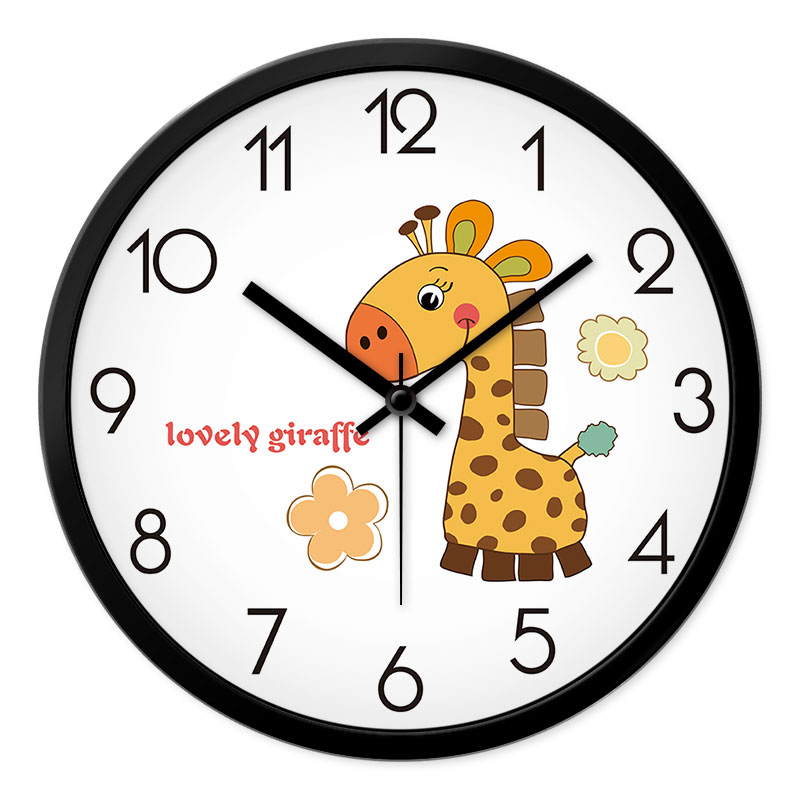 儿童房幼儿园卡通动物静音时钟