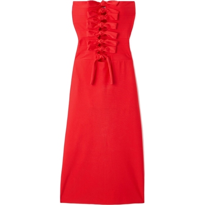 【折扣】COPERNI 女抹胸结饰挖剪弹力平纹布中长连衣裙