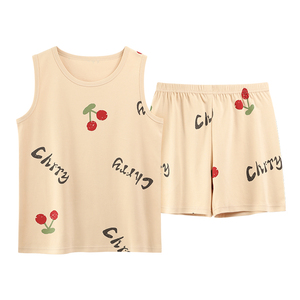 睡衣女夏纯棉无袖背心薄款家居服