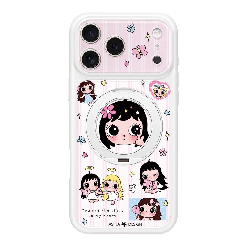 星花少女适用苹果17Promax手机壳新款iPhone16Pro磁吸带支架保护套Do9支点ip15可爱高级感14超薄13pm防摔女