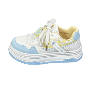 回力蓝黄格子厚底板鞋女款2026秋季新款可爱休闲百搭运动小白鞋女