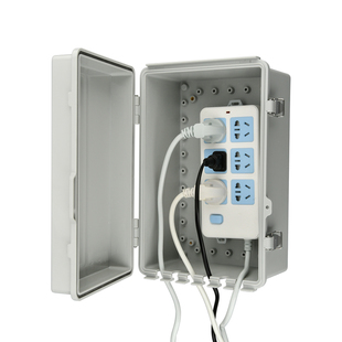 户外排插防水盒插排防水罩电动车充电防雨保护箱带锁插座防盗盒