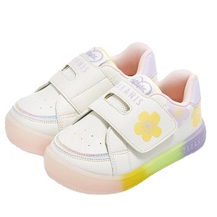 泰兰尼斯2025秋季新款宝宝学步鞋时尚炫酷闪灯鞋女童软底发光鞋