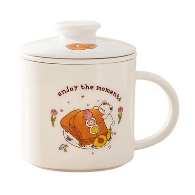 耐高温陶瓷创意卡通茶水分离杯