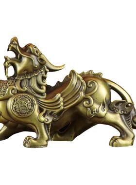 纯铜霸王金钱貔貅摆件大号