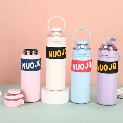 新款304不锈钢双饮弹跳大容量保温杯便携杯杯双层高值颜直饮真空