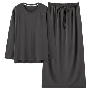 古今睡衣女士秋冬2026新款莫代尔带胸垫两件套睡裙休闲家居服套装