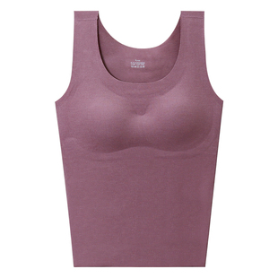 德绒暖感保暖吊带背心内衣女磨毛带胸垫秋冬2025无痕抗菌打底上衣