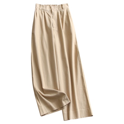 半松紧腰显瘦宽松高腰直筒西装裤