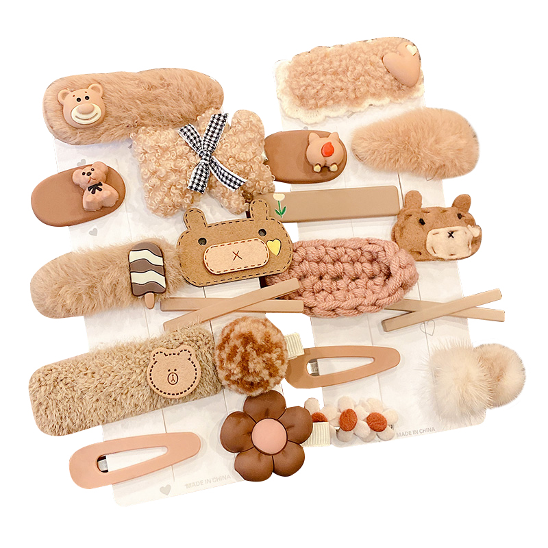 咖色儿童发饰套装礼盒女童发卡扎发绳小女孩头发夹子发圈头绳头饰