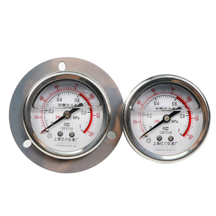 轴向耐震压力表yn60zt液压防震0-1.6/2.5/10/40mpa负压带边面板式