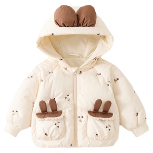 女童羽绒服2025新款冬装小童洋气90白鸭绒女宝宝冬季保暖儿童外套
