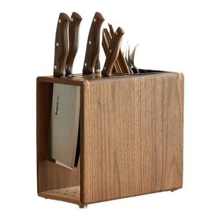 刀架置物架厨房台面实木刀具收纳架家用刀座通风沥水菜刀架子