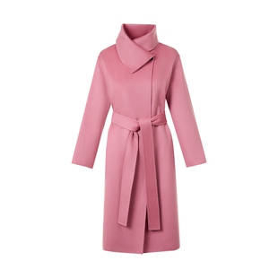 朗姿集团LIME莱茵极地纯度细支山羊绒双面呢长大衣翻领H型25冬新