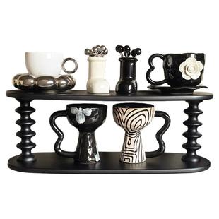 LIVETAI高档家用杯子收纳置物架ins玄关餐桌酒柜双层杯架创意摆设