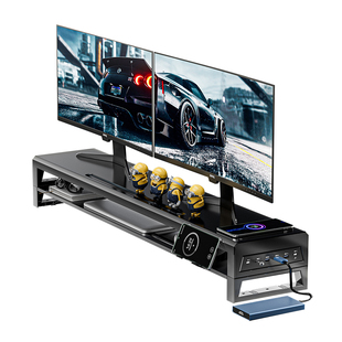 壁虎漫步金属双层显示器增高架台式电脑多功能扩展坞手机充电笔记本屏幕支架桌面办公工位收纳置物架抬高底座