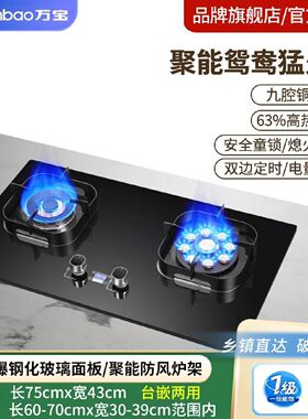 万宝燃气灶双灶家用台式嵌入式煤气灶天然气液化气节能猛火灶炉具