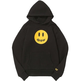 drew house mascot 笑脸印花图案宽松拉绒连帽儿童卫衣