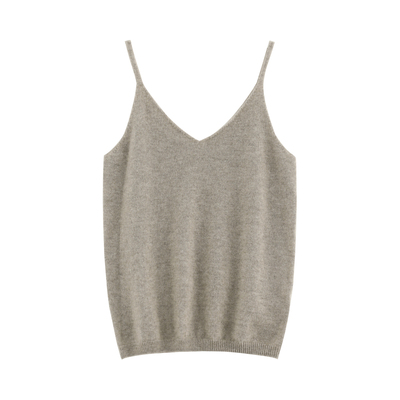 无缝一体V领吊带毛织背心