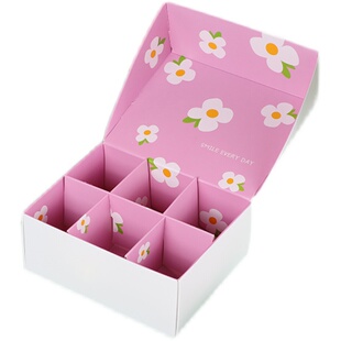 韩式花朵胖胖马卡龙包装盒 6粒装法式甜品盒高档饼干糖果巧克力盒