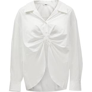 【ONLY奥莱】夏季小众设计感宽松落肩白色长袖衬衫女