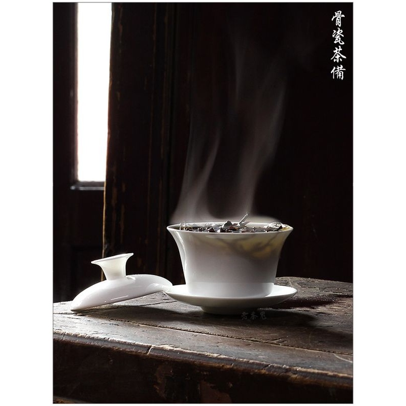 【骨瓷盖碗】古陶老茶鬼、轻薄三彩碗、功夫茶碗、泡茶、盖碗、单