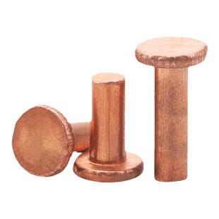 敲击式GB109平头紫铜铆钉铜钉实心卯丁平帽M1.5M2M2.5M3M4M5M6M8
