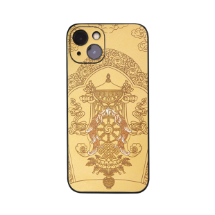 佛系八吉祥 适用苹果iphone17promax镜头全包壳 原创高端皮纹16pro 八宝手机壳艺术浮雕手机壳防摔全包唐卡17