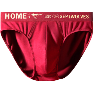 七匹狼本命年纯棉三角内裤男士酒红色短裤头男生2026属马年底裤衩
