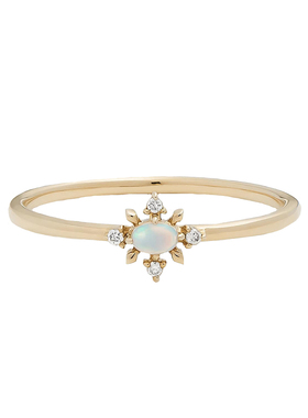 轻奢S925银镀14K金雪花澳宝戒指