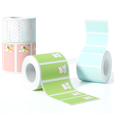德佟彩色卡通标签贴纸防水热敏纸