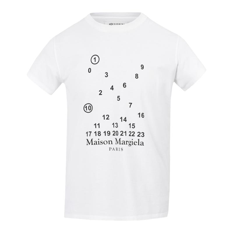 Margiela马吉拉女装白色经典数字徽标棉质平纹针织 T 恤