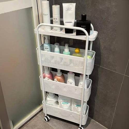 新款浴室置物架小推车厨房冰箱抽屉式夹缝沙发小推车移动可多层侧