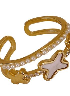 【小众独特设计感珍珠戒指女款】