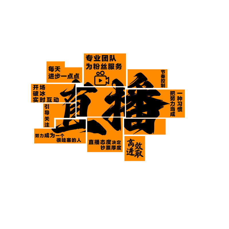 传媒公司形象氛围布置直播间背景办室电商企业文化墙面装饰贴标语