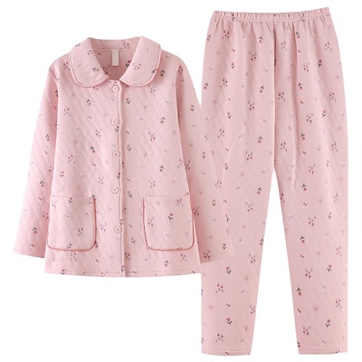 浪莎空气棉睡衣女加厚保暖套装