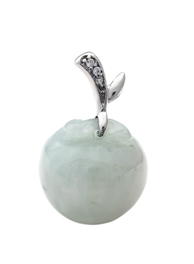 果实吊坠玉石苹果女纯银