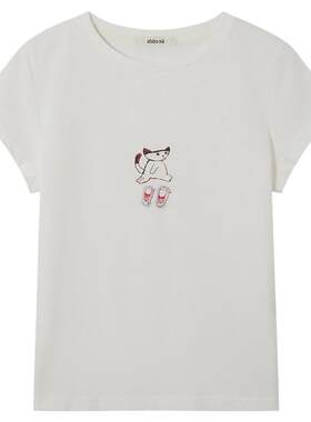 shaoxii猫猫拖鞋贴身版型T恤女