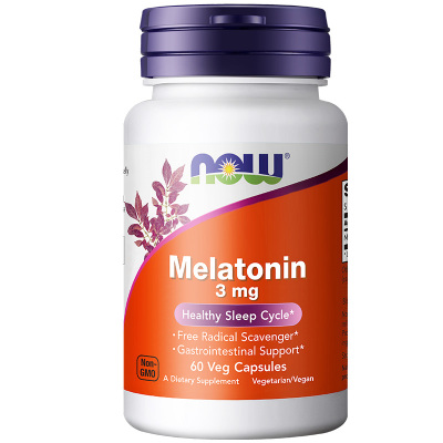 【自营】NOW松果体素调节睡眠褪黑素片melatonin退黑素60粒*2瓶