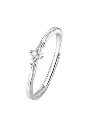 巷南999纯银花朵戒指小众设计女