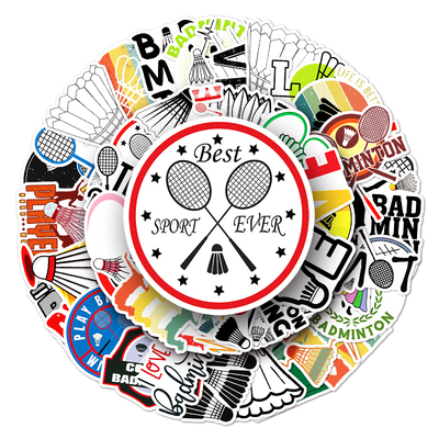 100张羽毛球贴纸复古防水装饰贴