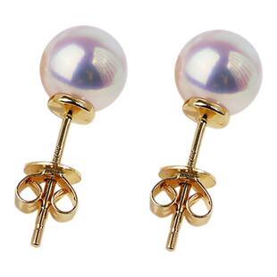 现货18K金耳钉天女珍珠akoya耳钉日本天然海水珍珠耳环素钉极强光