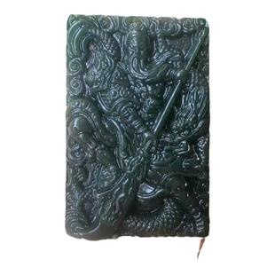 精雕新疆和田玉青玉关公吊坠男士项链玉牌关二爷牌子男款霸气挂件